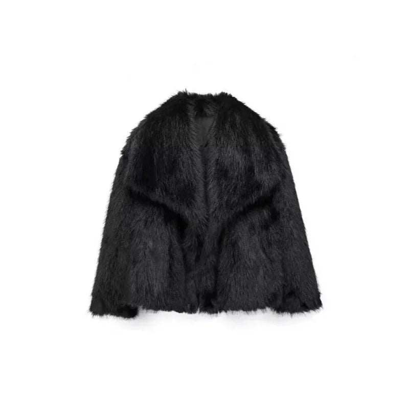 Lamb Wool Black Jacket For Women Autumn Winter 2024 New Style Faux Fur Coat High Quality Real Fur Cross-border Trade