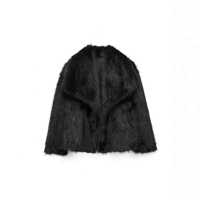 Lamb Wool Black Jacket For Women Autumn Winter 2024 New Style Faux Fur Coat High Quality Real Fur Cross-border Trade