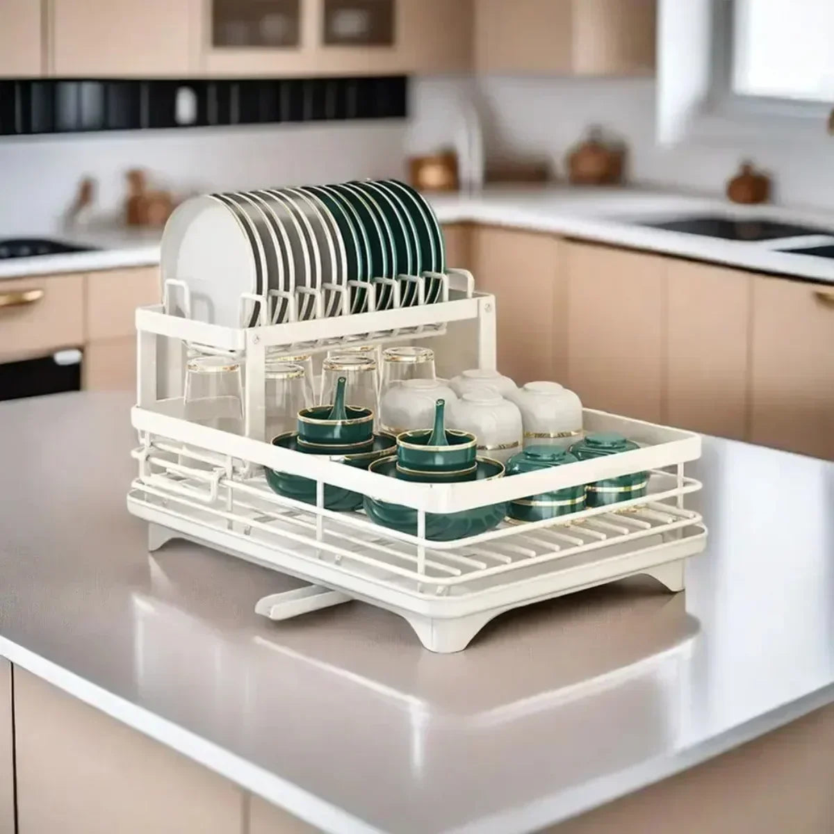 New Bowl Rack - 2 Tier Dish Drainer Storage Adjustable Space Saving Kitchen Utensil Organizer for Plates Cups Cutlery popular