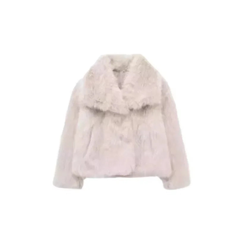 Lamb Wool Black Jacket For Women Autumn Winter 2024 New Style Faux Fur Coat High Quality Real Fur Cross-border Trade
