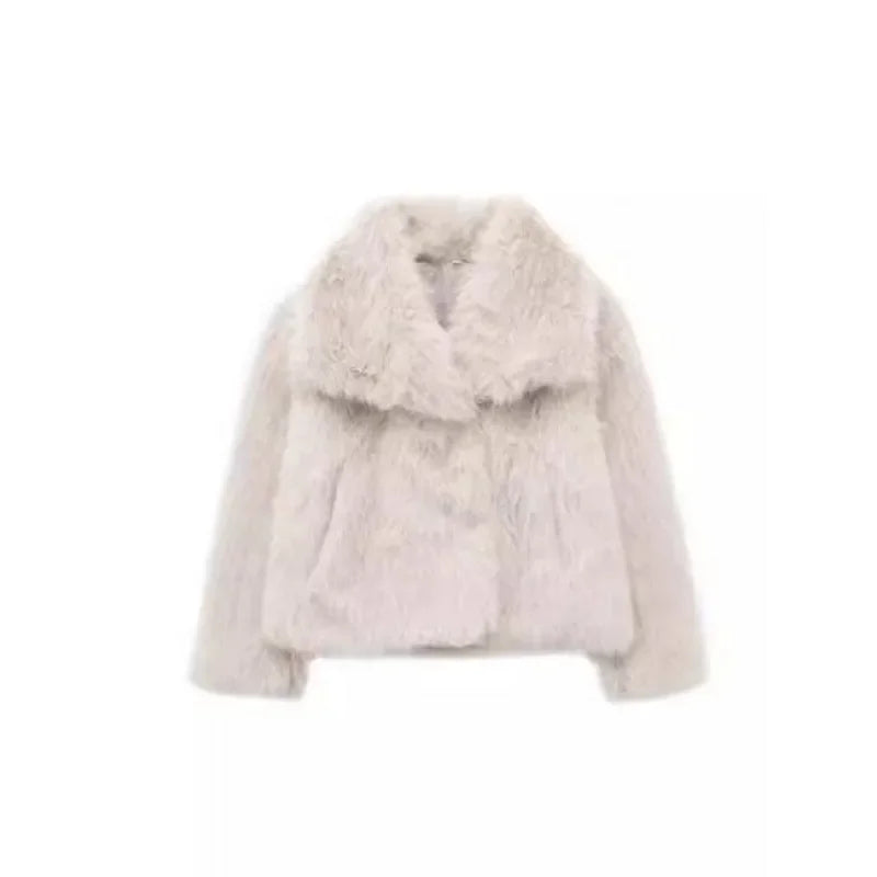 Lamb Wool Black Jacket For Women Autumn Winter 2024 New Style Faux Fur Coat High Quality Real Fur Cross-border Trade