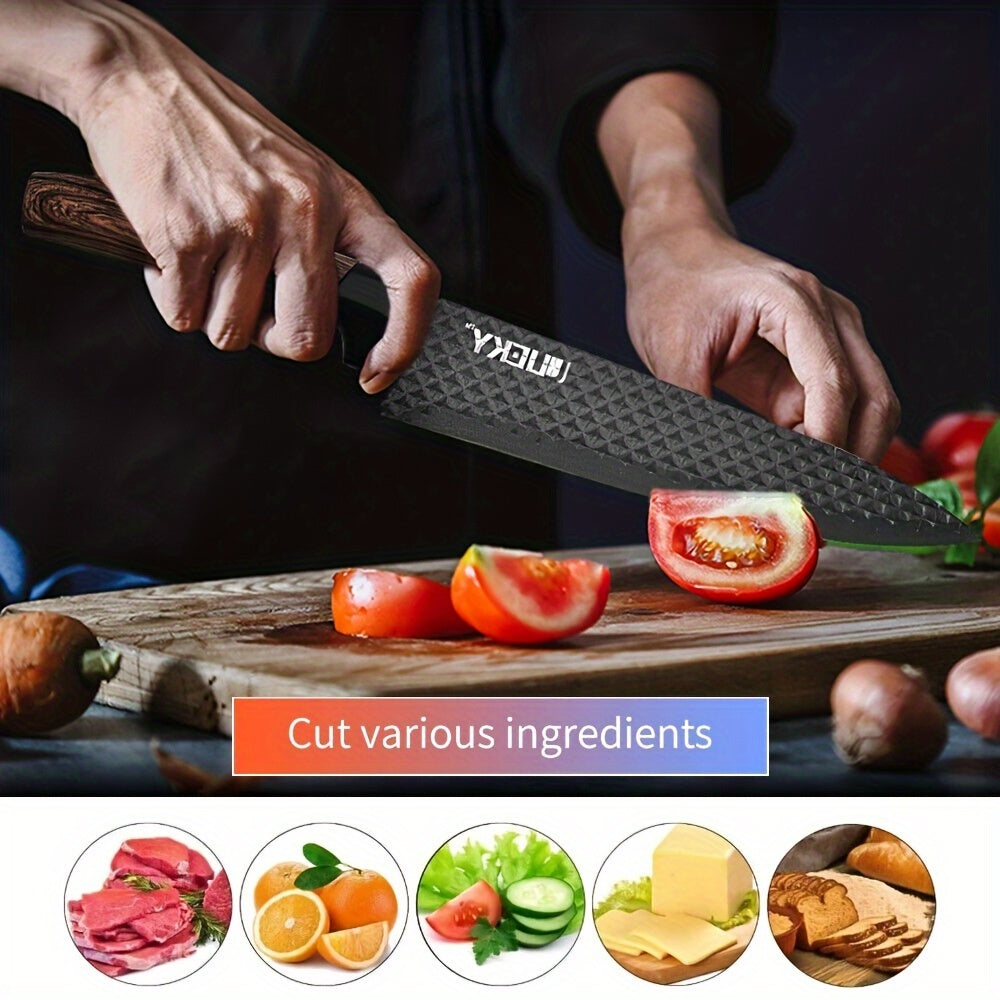 Professional 6/7 Kitchen Knife Set, Chef's Knife, Slicing Knife, Scraper And Scissors, High Carbon Stainless Steel Super Sharp, with Anti-stick Ergonomic Wooden Handle, Chef's Knife Set, Suitable for Family Travel, Gift Box S